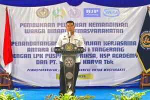 Suasana pembukaan Pelatihan Kemandirian WBP dan penandatanganan kerja sama Lapas Kelas I Tangerang dengan LPK Puspa Antariksa, HSP Academy, dan PT WIKA. (Foto/Istimewah)
