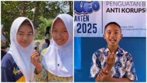 Ratusan pelajar SMP, SMA, dan guru di Pandeglang antusias mengikuti pendidikan antikorupsi yang digelar Forpak Banten bersama Inspektorat Provinsi Banten di Ponpes Model Noor El-Madaenah, Kecamatan Bojong, Pandeglang, Kamis (24/9/2025). (Foto: BantenPopuler.com)
