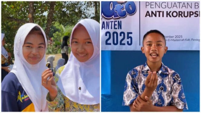
					Ratusan pelajar SMP, SMA, dan guru di Pandeglang antusias mengikuti pendidikan antikorupsi yang digelar Forpak Banten bersama Inspektorat Provinsi Banten di Ponpes Model Noor El-Madaenah, Kecamatan Bojong, Pandeglang, Kamis (24/9/2025). (Foto: BantenPopuler.com)