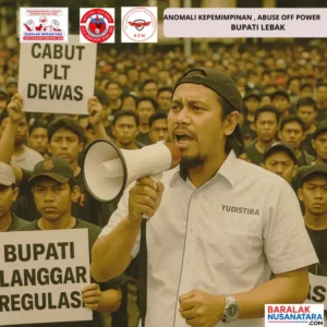 Ketua Umum Baralak Nusantara, Yudistira, bersama sejumlah aktivis tengah mempersiapkan aksi akbar di depan Kantor Bupati Lebak, Senin (6/10/2025), sebagai bentuk protes terhadap kebijakan pengangkatan Plt Dewan Pengawas PDAM yang dinilai menyalahi aturan.