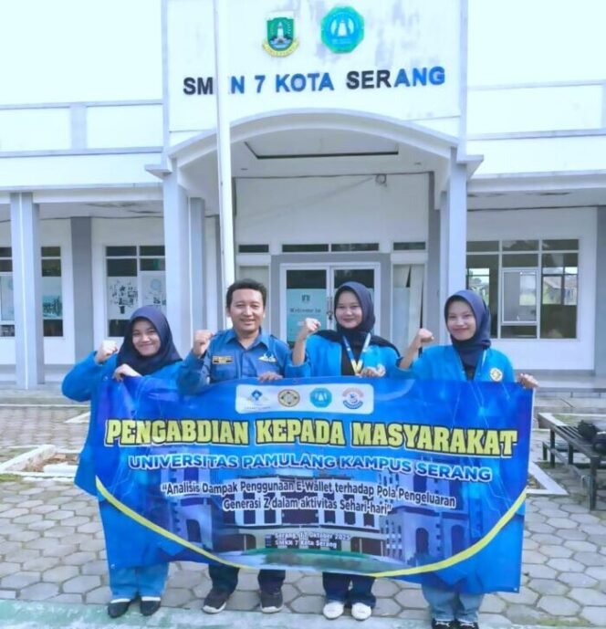 
					Mahasiswa Universitas Pamulang Kampus Serang melaksanakan kegiatan Pengabdian Kepada Masyarakat di SMAN 7 Kota Serang dengan tema “Analisis Dampak Penggunaan E-Wallet terhadap Pola Pengeluaran Generasi Z dalam Aktivitas Sehari-hari”.