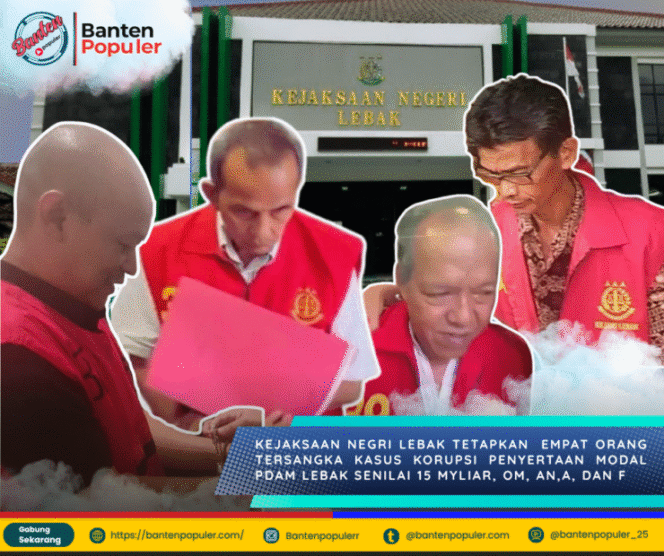 
					Salah satu tersangka kasus dugaan korupsi PDAM Lebak resmi ditahan Kejaksaan Negeri Lebak. Tersangka tampak mengenakan rompi tahanan warna merah saat digelandang penyidik. (Foto/Istimewa)