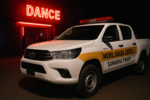 ilustrasi mobil siaga desa  saat berada di salahsatu tempat hiburan malam. foto: bantenpopuler.com