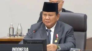 Presiden Prabowo Subianto berbicara dalam forum puncak KTT APEC 2025 di Gyeongju, Korea Selatan, Jumat (31/10/2025). (Sumber: Tim Media Presiden Prabowo Subianto via Antara/Bantenpopuler.com)