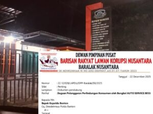 BARALAK Nusantara melaporkan bengkel AUTO SERVICE 8055 ke Polda Banten terkait dugaan penipuan konsumen. (Gambar: Surat Lapdu-BN/BantenPopuler.com)