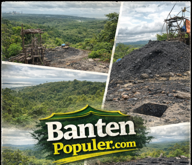 
					Kolase visual memperlihatkan aktivitas tambang batu bara ilegal di kawasan hutan Perhutani, Kecamatan Bayah, Kabupaten Lebak, Banten. Terlihat lubang-lubang tambang, tumpukan batu bara, serta peralatan manual yang diduga beroperasi di dalam WIUP PT Inti Muara Sari. Aktivitas ini disinyalir berlangsung masif dan terorganisasi, mencaplok ratusan hektare hutan negara.
Foto: Tim Investigasi / BantenPopuler.com