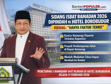 Menteri Agama Nasaruddin Umar menjelaskan Sidang Isbat 1 Ramadan 1447 H dipindah ke Hotel Borobudur Jakarta karena keterbatasan akses dan parkir akibat proyek pembangunan jalan di kawasan Thamrin. (Foto: Dok. Bantenpopuler.com)