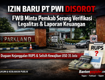 Gerbang PT Parkland World Indonesia di Cikande, Kabupaten Serang. FWB meminta Pemkab Serang berhati-hati menerbitkan izin baru terkait dugaan kejanggalan RUPS dan selisih kewajiban imbalan kerja. (Foto: Dok. Bantenpopuler.com)