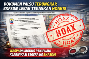 Surat mutasi ASN palsu yang mencatut nama BKPSDM Kabupaten Lebak. BKPSDM memastikan surat tersebut tidak sah dan meminta masyarakat waspada terhadap modus penipuan. (Gambar: Ilustrasi Hoaks/Bantenpopuler.com)