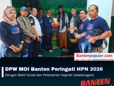 Pengurus DPW MOI Banten melaksanakan bakti sosial, wakaf buku yasin, serta edukasi sejarah dalam rangka Hari Pers Nasional 2026 di Situs Salakanagara, Cihunjuran, Mandalawangi, Pandeglang.