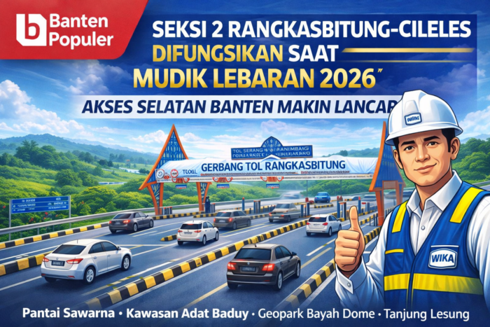 Kendaraan melintas di Seksi 2 Rangkasbitung–Cileles Tol Serang–Panimbang yang difungsikan sementara saat mudik Lebaran 2026.