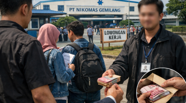 Ilustrasi praktik dugaan perantara tenaga kerja di lingkungan PT Nikomas Gemilang, Kabupaten Serang. (BantenPopuler.com)