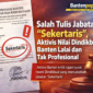 Ilustrasi surat resmi Dindikbud Banten dengan kesalahan penulisan jabatan Sekertaris yang menuai kritik aktivis.