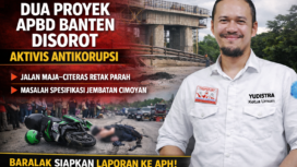 Ketua Umum Barisan Rakyat Lawan Korupsi Nusantara, Yudistira, menyampaikan sikap tegas terkait dugaan persoalan pada proyek Jalan Maja–Citeras dan pembangunan Jembatan Cimoyan di Banten. Dok. Bantenpopuler.com