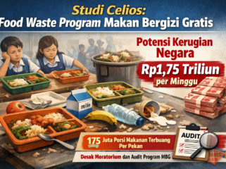 Studi yang dirilis Center of Economics and Law Studies (Celios) pada Februari 2026 mengungkap potensi kerugian negara hingga Rp1,75 triliun per minggu akibat makanan terbuang dalam program Makan Bergizi Gratis. (bantenpopuler.com)