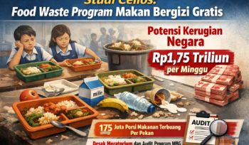 Ilustrasi makanan program Makan Bergizi Gratis yang tidak dikonsumsi siswa, terkait temuan Celios tentang potensi pemborosan anggaran hingga Rp1,75 triliun per minggu.