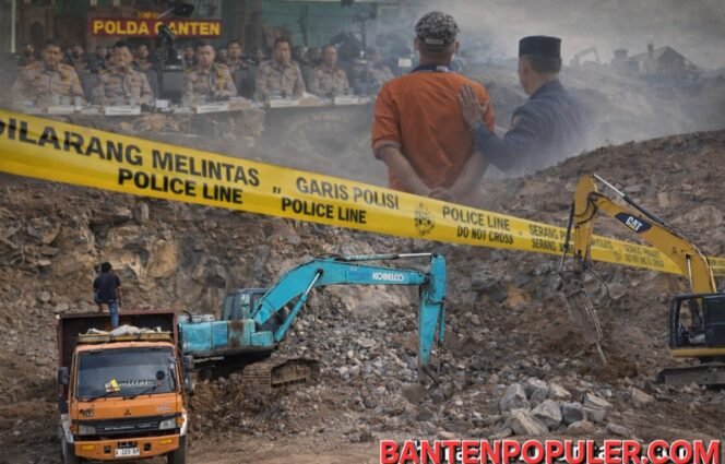 
					Sejumlah alat berat terlihat beroperasi di lokasi tambang galian C ilegal di Gunung Pinang, Serang. Meski sebelumnya telah dipasangi garis polisi oleh aparat, aktivitas penambangan diduga kembali berjalan, memicu pertanyaan terkait penegakan hukum.