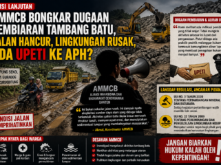 Ilustrasi yang menggambarkan dampak aktivitas tambang batu terhadap kerusakan jalan dan lingkungan di Guradog. AMMCB menyoroti dugaan pembiaran serta mendesak penegakan hukum terhadap pihak yang bertanggung jawab.