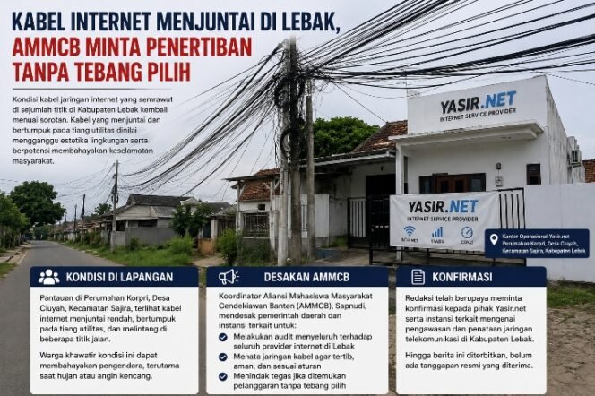 
					Kabel Internet Menjuntai di Lebak, AMMCB Minta Penertiban Tanpa Tebang Pilih