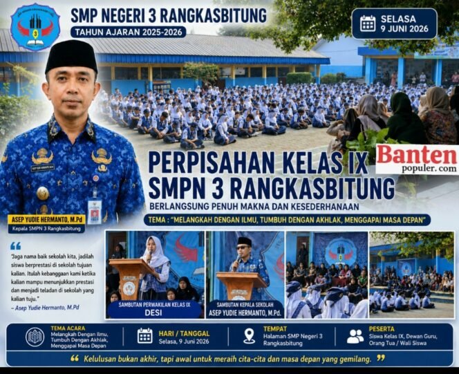 
					Perpisahan Kelas IX SMPN 3 Rangkasbitung Tahun Ajaran 2025-2026 Berlangsung Khidmat dan Penuh Haru