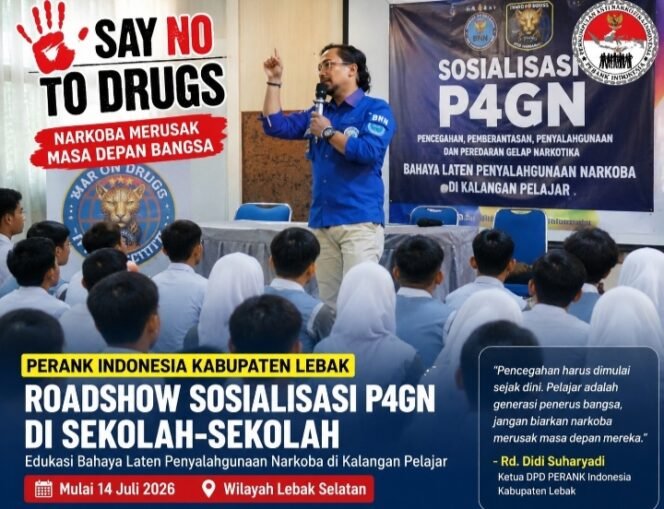 
					PERANK Indonesia Kabupaten Lebak Kembali Gelar Roadshow P4GN di Sekolah, Edukasi Bahaya Narkoba bagi Pelajar