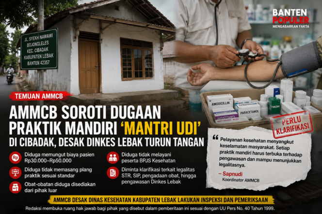 
					AMMCB Soroti Dugaan Praktik Mandiri “Mantri Udi” di Cibadak, Desak Dinkes Lebak Turun Tangan