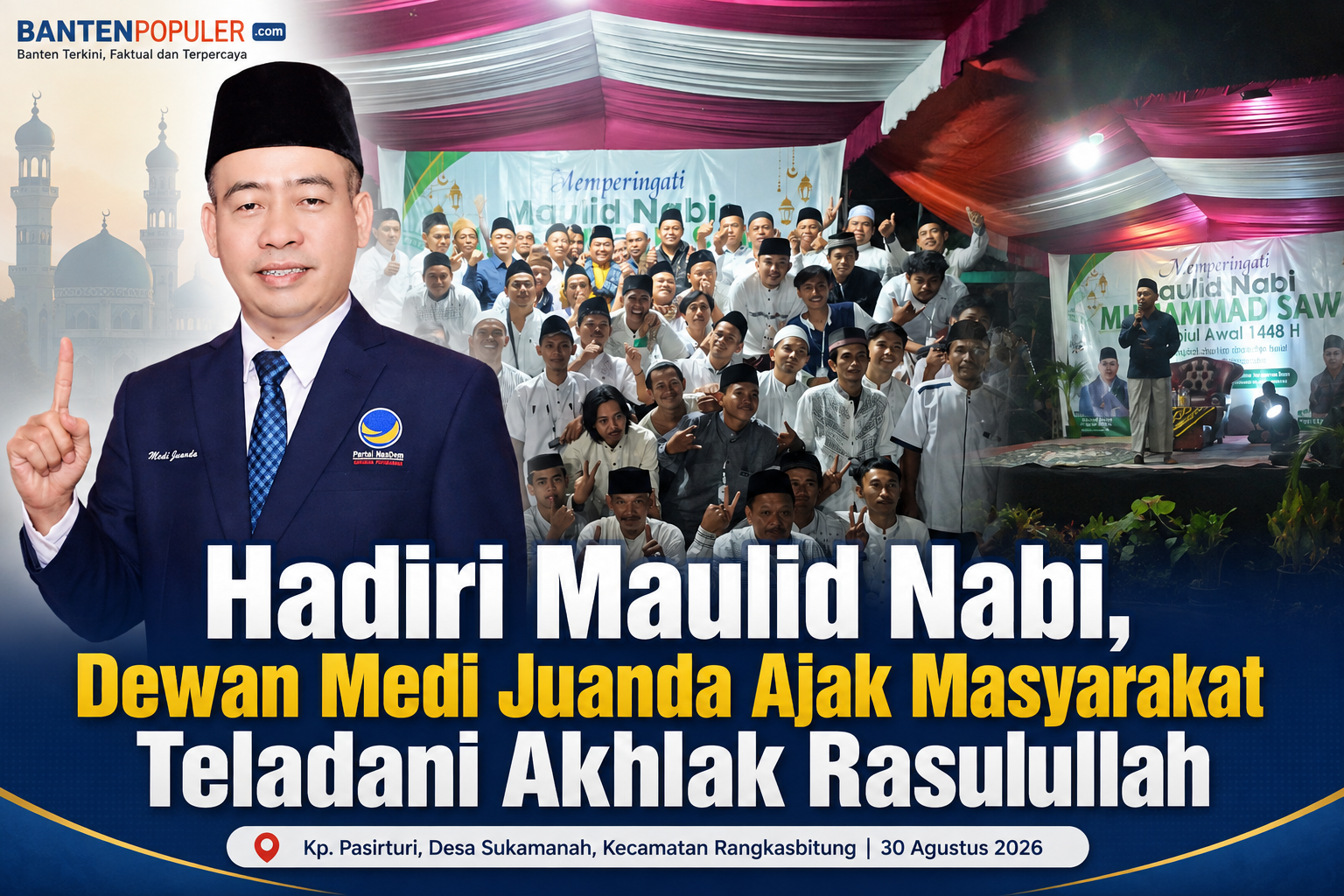 Hadiri Maulid Nabi Muhammad SAW, Dewan Medi Juanda Ajak Masyarakat Teladani Akhlak Rasulullah