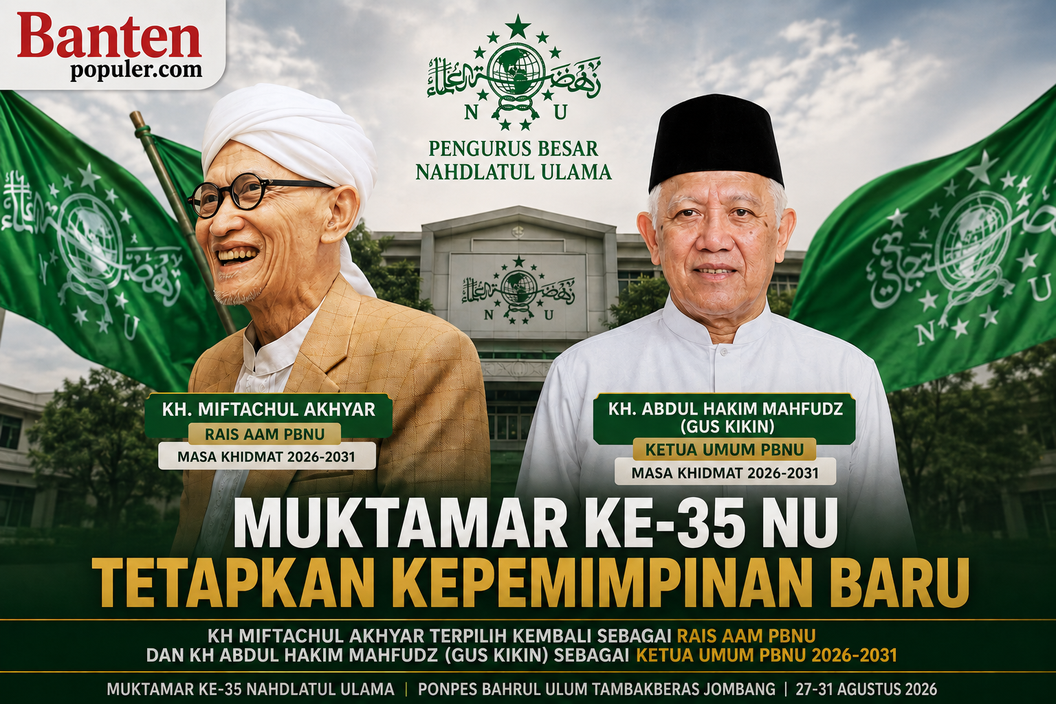 Muktamar ke-35 NU Tetapkan KH Miftachul Akhyar sebagai Rais Aam dan KH Abdul Hakim Mahfudz (Gus Kikin) sebagai Ketua Umum PBNU 2026–2031