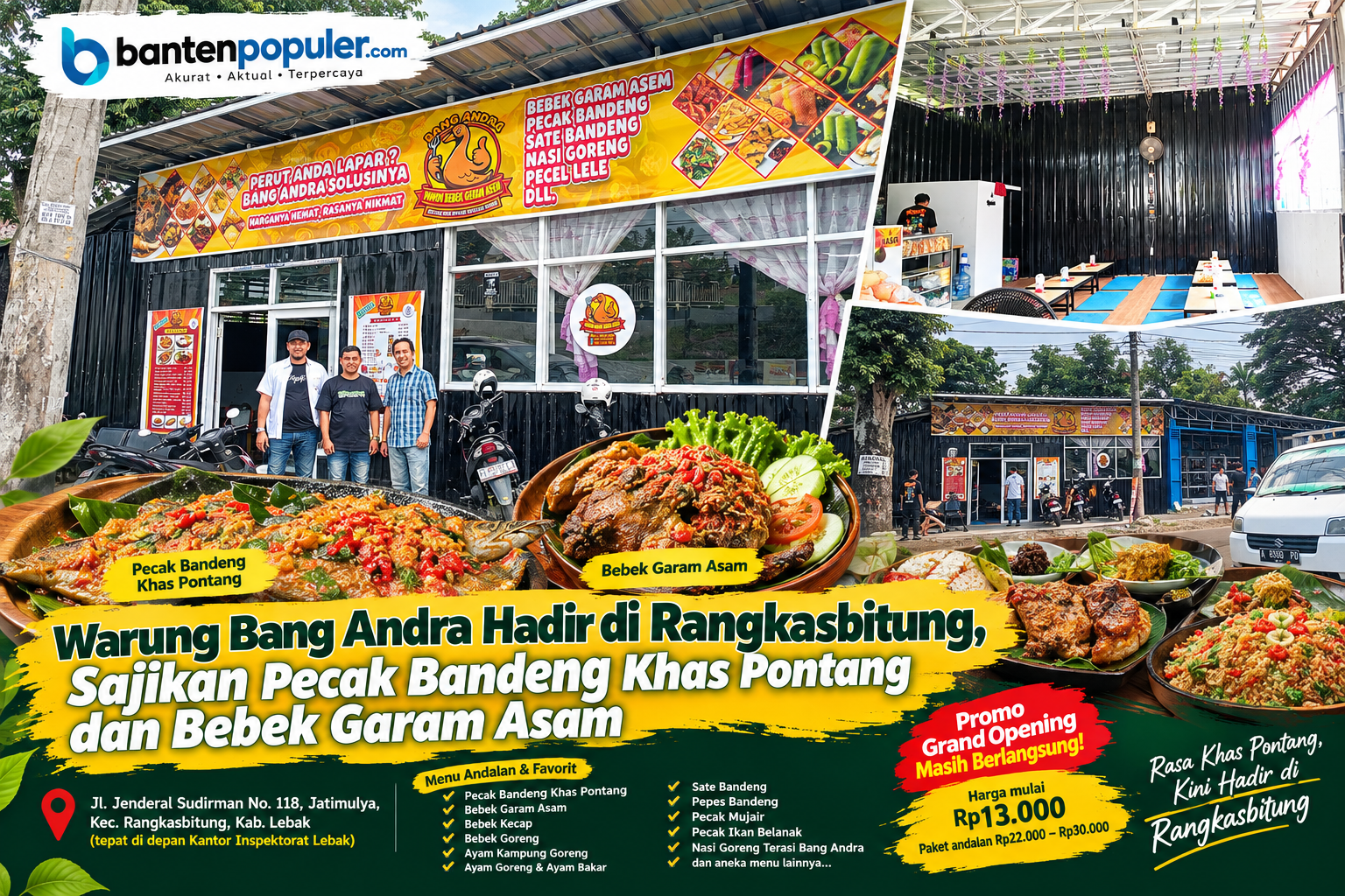 Warung Bang Andra Hadir di Rangkasbitung, Sajikan Pecak Bandeng Khas Pontang dan Bebek Garam Asam