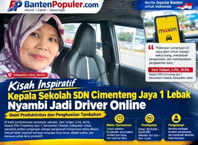Kisah Inspiratif Yeni Yuliani, Kepala SDN Cimenteng Jaya 1 Lebak yang Nyambi Jadi Driver Online